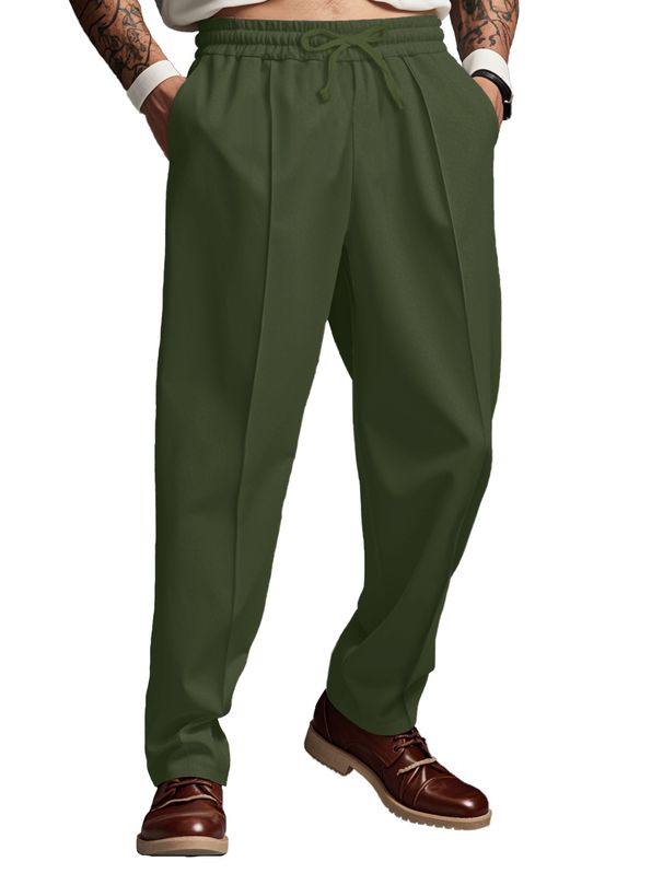 Men's Clothing Men's Wide Leg Casual Sports Pants Mid Waist Loose American Sweatpants Solid Color Drawstring Sports Jogging Pants_viptrois.com