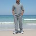 Men's Summer Waffle Knit Short Sleeve Set – Breathable & Casual (T-Shirt & Shorts, S-XXXL)_viptrois.com