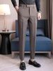 Men's Clothing Casual Trousers Spring And Summer Slim Fit Nine Point Trousers Trendy Versatile Coffee Color Small Foot Drape Trousers_viptrois.com