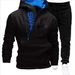 Men's Clothing new batch new pullover side zipper contrast color hooded men's fleece sweater suit_viptrois.com
