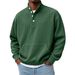Men's High-Neck 4-Button Sweatshirt – Oversized Euro Fit Long Sleeve Pullover In Sky Blue/Green/Grey/Apricot/White/Royal Blue/Black/Burgundy_viptrois.com