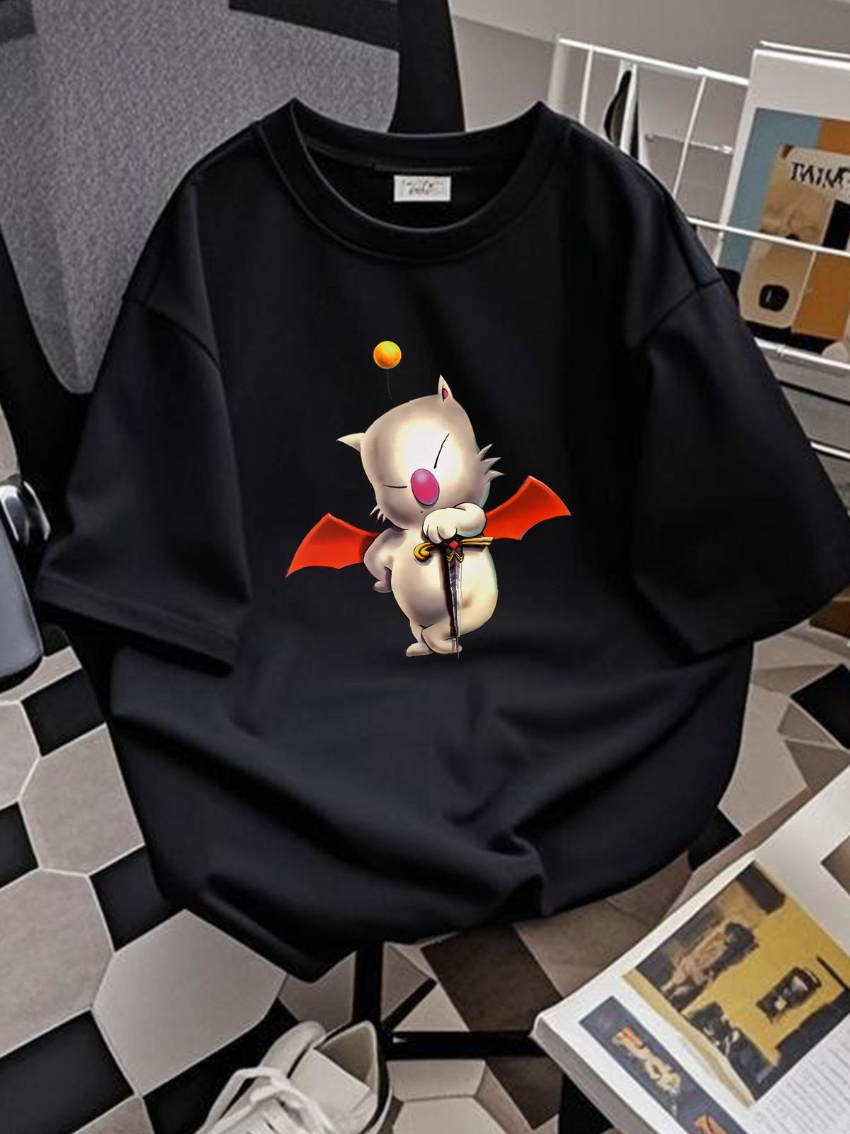 Mog The Moogle Graphic T-Shirt Final Fantasy 6 Square NES 8bit 319 Summer Versatile Top For Everyday Wear Unisex Graphic Stretched Comfortable_viptrois.com