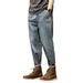 Spring And Summer Thin Japanese-style Denim Nine-point Pants Men's Retro Elastic Waist Elastic Badge Large-size Jeans Men's 9-point_viptrois.com