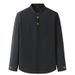 Men's Clothing Stand Up Collar Embroidery Large Size Men's Long Sleeved Shirt Spring And Autumn New Fat Guy Fat Brother Loose Casual Shirt Trend_viptrois.com