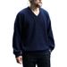 Men's Clothing Slim Fit V-Neck Knit Sweater, Lightweight Cotton Blend Pullover, Casual Winter Wear For Business & Daily Outfits (Multiple Colors)_viptrois.com