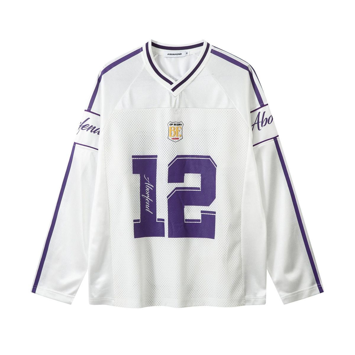 Men's Clothing Retro Letter Print Mesh Jersey Long Sleeved T Shirt Couple Loose Hiphop Top_viptrois.com