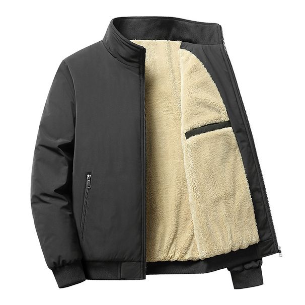 Medium Fleece Thickened Jacket Plus Size Stand-up Collar Jacket Casual Men's Wear_viptrois.com