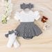Mother & Kids Girls' Black Top & Houndstooth Skirt Set – Classic & Stylish, 1M-18M"_viptrois.com