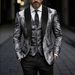 Men's Slim Fit Printed Suit Jacket Trendy Casual Wedding Host Groom's Fashion_viptrois.com