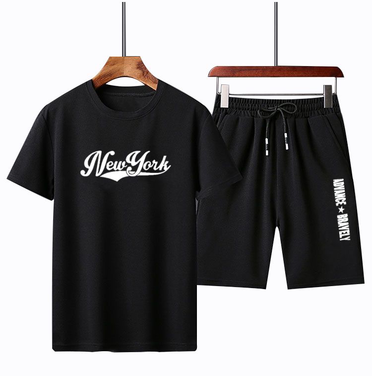 Men's Clothing 2024 Short-sleeved T-shirt T-shirt Summer short embroidery sports suit sportswear large size men's two-piece suit_viptrois.com