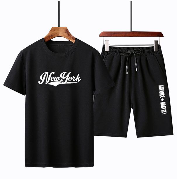Men's Clothing 2024 Short-sleeved T-shirt T-shirt Summer short embroidery sports suit sportswear large size men's two-piece suit_viptrois.com