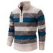 "Men's Stand Collar Half-Zip Knit Sweater – Plush Fleece-Lined Winter Pullover With Sporty Badge Detail (Navy/Green/Beige, M-3XL)"_viptrois.com