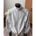 Grey Threaded Splicing Half Zip Sweater Men's Autumn Cleanfit American Vintage Blockbuster Stand-Up Jacket_viptrois.com