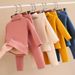 Kid's Clothing Children's plush and thickened high collar bottoming shirt suit for boys and girls in winter warm autumn trousers underwear suit _viptrois.com