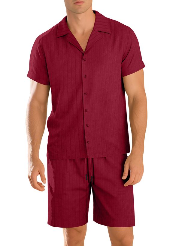 Men's Casual Button-Up Shirt & Beach Shorts Set – Breathable Summer Outfit (S-XXXL, 6 Colors) | Office-to-Vacation Style_viptrois.com
