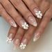 European And American Sweet Cool Wearable Nails Bow Pearl Nail Art Almond Short False Nails Finished Product_viptrois.com