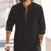 Men's Clothing Casual Stand Up Collar Solid Color Long Sleeved Shirt Bamboo Cotton And Linen Shirt_viptrois.com