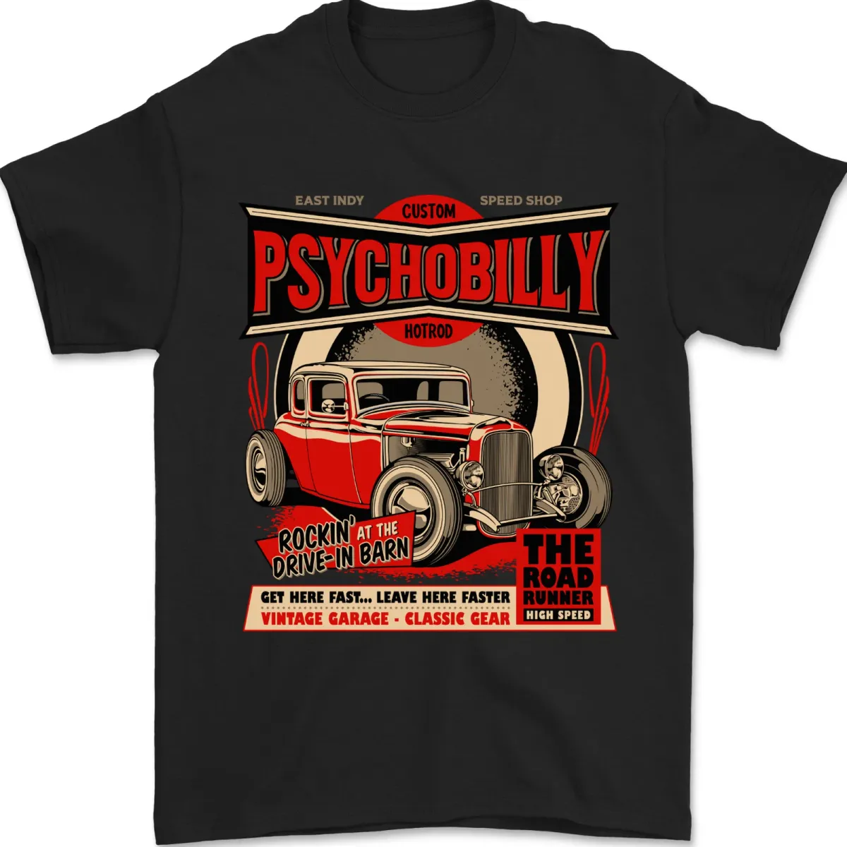 Psychobilly Custom Hot Rod Mens T-Shirt Mens Womens Tees Top 100% Cotton_viptrois.com