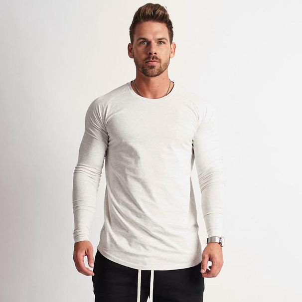 Cross-border Fitness Long-sleeved T-shirt Slim-fitting Sweat-absorbing Breathable Bottoming Shirt Cotton Light Plate Solid Color Top Foreign Trade_viptrois.com
