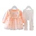 kid's clothing Long-sleeved cartoon halter children's gauze dress autumn baby girls cute two-piece clothing fashion_viptrois.com