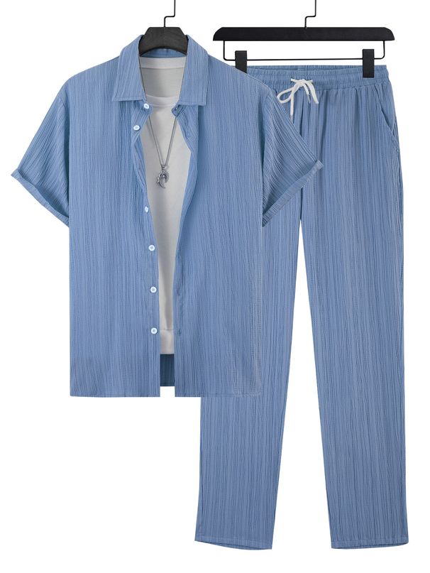 Men's Clothing Casual Loose Short Sleeved Cardigan Beach Suit_viptrois.com