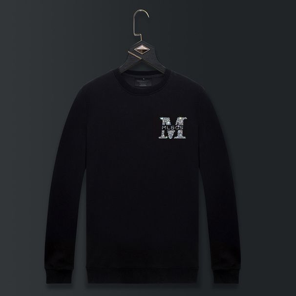 Men's Clothing Sweatshirt spring and autumn style heavy hot diamond letter round neck trendy brand long sleeved top middle aged bottoming shirt_viptrois.com