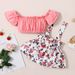 Ins Popular Baby Girl Dress Small Floral Print Suspender Skirt Two Piece Set_viptrois.com