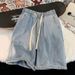 Retro Denim Shorts For Men And Women Summer Thin Style Trendy Brand Fashionable Loose Fit Casual Five-Point Pants_viptrois.com