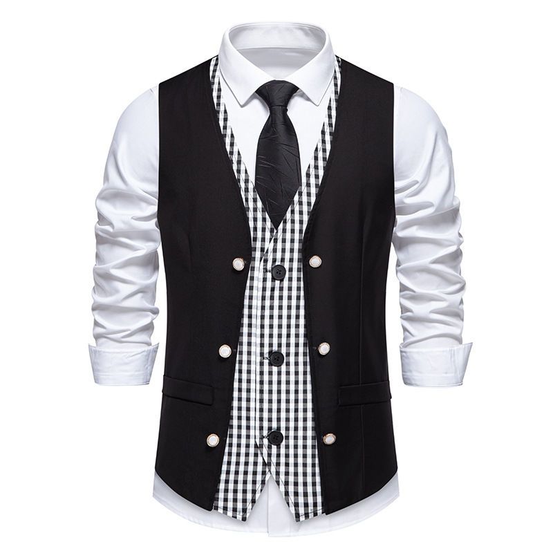 New Men's Slim-fitting Suit Multi-breasted Gentleman's Casual Vest Vest_viptrois.com