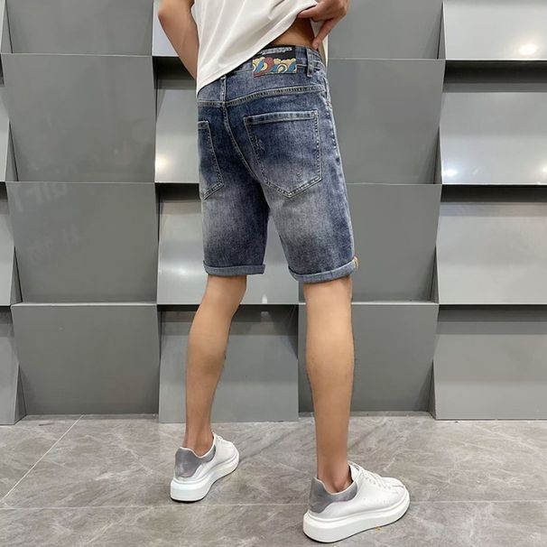 Men's Thin Light Blue Jeans Shorts High-End Jeans Men's Loose Straight Pants _viptrois.com