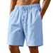 Men's Clothing Men's Summer Linen Casual Shorts Style Breathable Simple Solid Color Loose Waistband Drawstring Five Point Pants_viptrois.com
