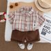 Male 2025 New Baby Cool Checkered R Logo Shirt Short Sleeve Cute Casual Thin Summer Set_viptrois.com