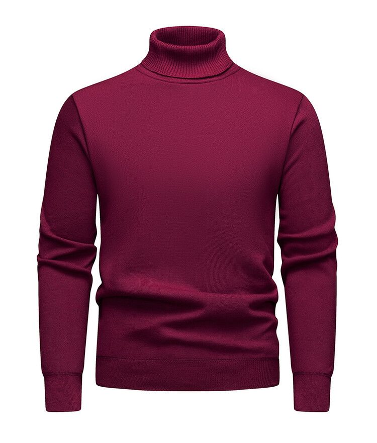 Men's Fleece-Lined High Neck Sweater – Slim Fit Thermal Pullover For Winter (8 Colors) – Stretch Polyester Base Layer With Ribbed Hem_viptrois.com