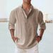 Men's Long-Sleeve Cotton Shirt – Relaxed Fit Stand Collar Pullover For Casual & Sporty Looks (S-5XL) – Breathable Long-Staple Fabric_viptrois.com