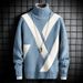 Clothing Autumn Winter New Jacquard Thickened High Neck Pullover Knitted Men's Base Sweater_viptrois.com