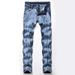 "Men's Light Wash Stretch Jeans – Straight Leg Vintage Style In Blue & Nostalgic White (Sizes 28-42)"_viptrois.com
