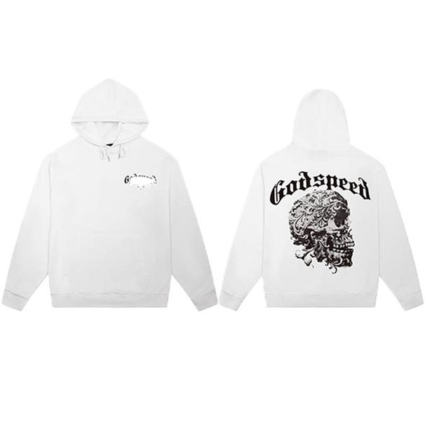 High-Quality Godspeed American High Street Skull Print Vintage Unisex Dark Hoodie_viptrois.com