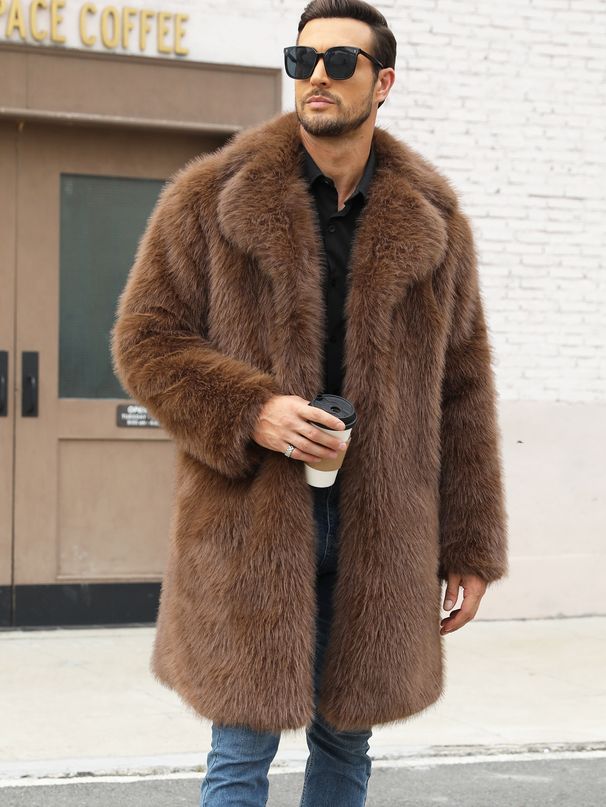 Pulse Pulse CJ New European And American Cross-Border For Men, Mid-Length British Style Suit Collar Warm Fur Coat_viptrois.com