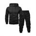 Men's Fleece-Lined Hooded Sweatshirt & Jogger Pants Set - Lightweight, All-Polyester, Streetwear Essentials For Spring & Autumn_viptrois.com