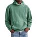 Men’s Vintage Washed Cotton Hoodie – Distressed Pullover With Patch Pockets In Army Green/Black/Brick Red_viptrois.com