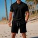 Men's Summer Casual Polo Shirt & Shorts Set - Breathable Mesh Fabric, Slim Fit, Stylish Sportswear For Outdoor Activities_viptrois.com