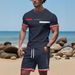 Printing Summer Printing Short Sleeved Casual Sports T Shirt Set Men's 3D Digital Set_viptrois.com