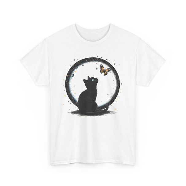 Black Cat Stars Galaxies Cute Oversized Butterfly T-Shirt Mens Womens Tees Top Women’s Trendy_viptrois.com