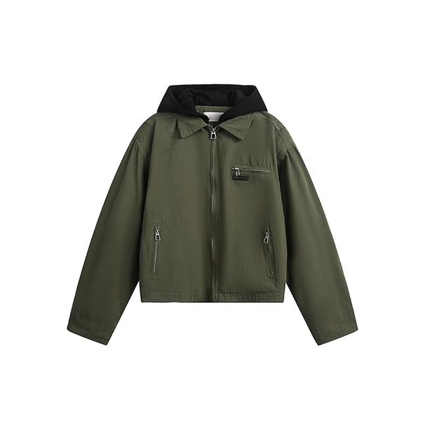 Men's Clothing American Style Retro Faux Two Piece Work Jacket For Men, New Spring 2025, Loose Fitting Streetwear Style Outerwear Top._viptrois.com