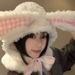 Cute Little Rabbit Ears Bow White Plush for Children, 2024 Autumn and Winter Thick Anti Cold Ear Protection Hat Tide_viptrois.com