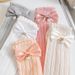 Kid's Clothing New Women's Vertical Striped Bow Pearl Maid Tube Socks Socks Sweet Children's Mesh Princess Socks_viptrois.com