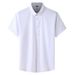 Men's Clothing Plus Size Fat Guy Summer Thin Short Sleeved Shirt Fat Brother Business Casual Loose Slightly Elastic Solid Color Professional Shirt_viptrois.com