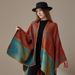 Women's Scarves New Plaid Ethnic Style Shawl Tibet Lijiang Travel Cape Woven Cashmere Knitted Warm Scarf_viptrois.com