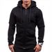 Men's Zip-Up Hooded Sweatshirt - Heavyweight Fleece-Lined Pullover With Side Pockets (Black/Navy/Charcoal/Light Gray/Maroon)_viptrois.com
