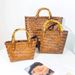 Women's Tote Bags Commuter Bamboo Handle Straw Woven Bag, A Retro Handcrafted Bamboo Woven Tote Bag For Women_viptrois.com